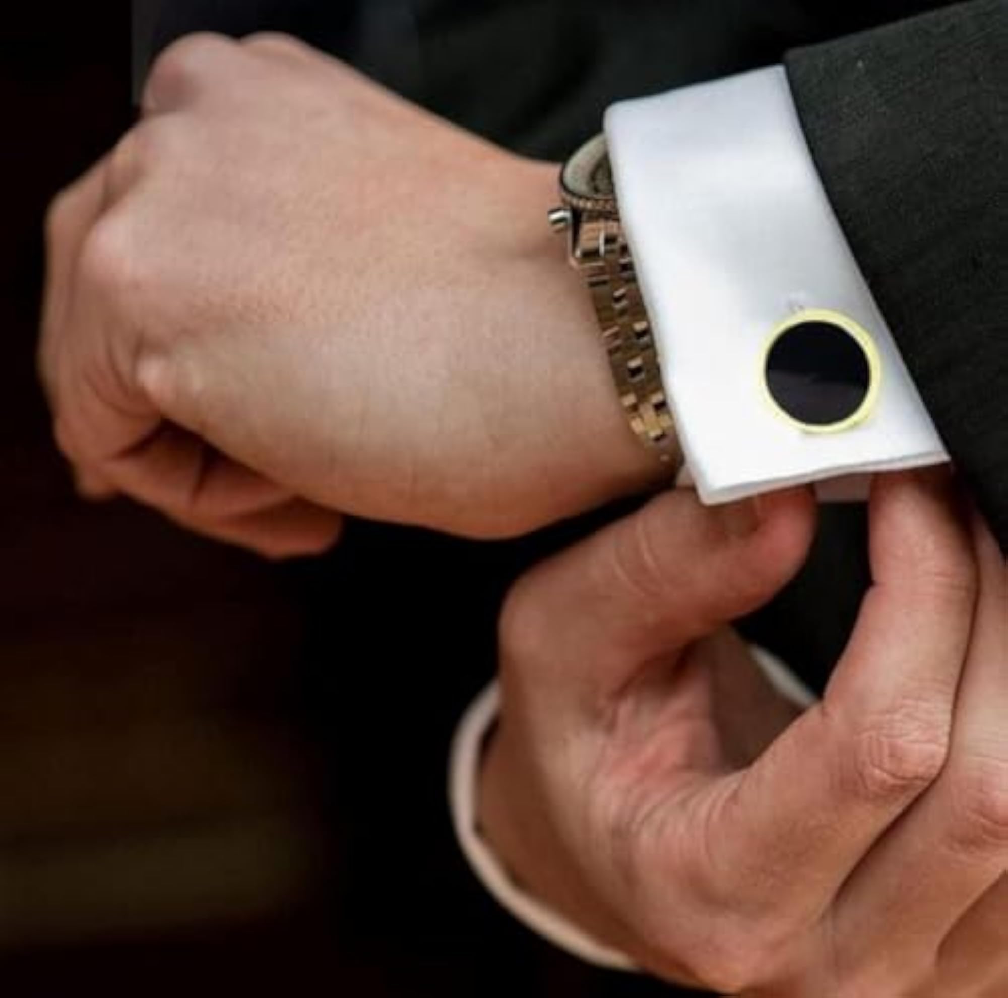 Golden Plated 2pcs Formal Wedding Cufflinks Pair Set for Men